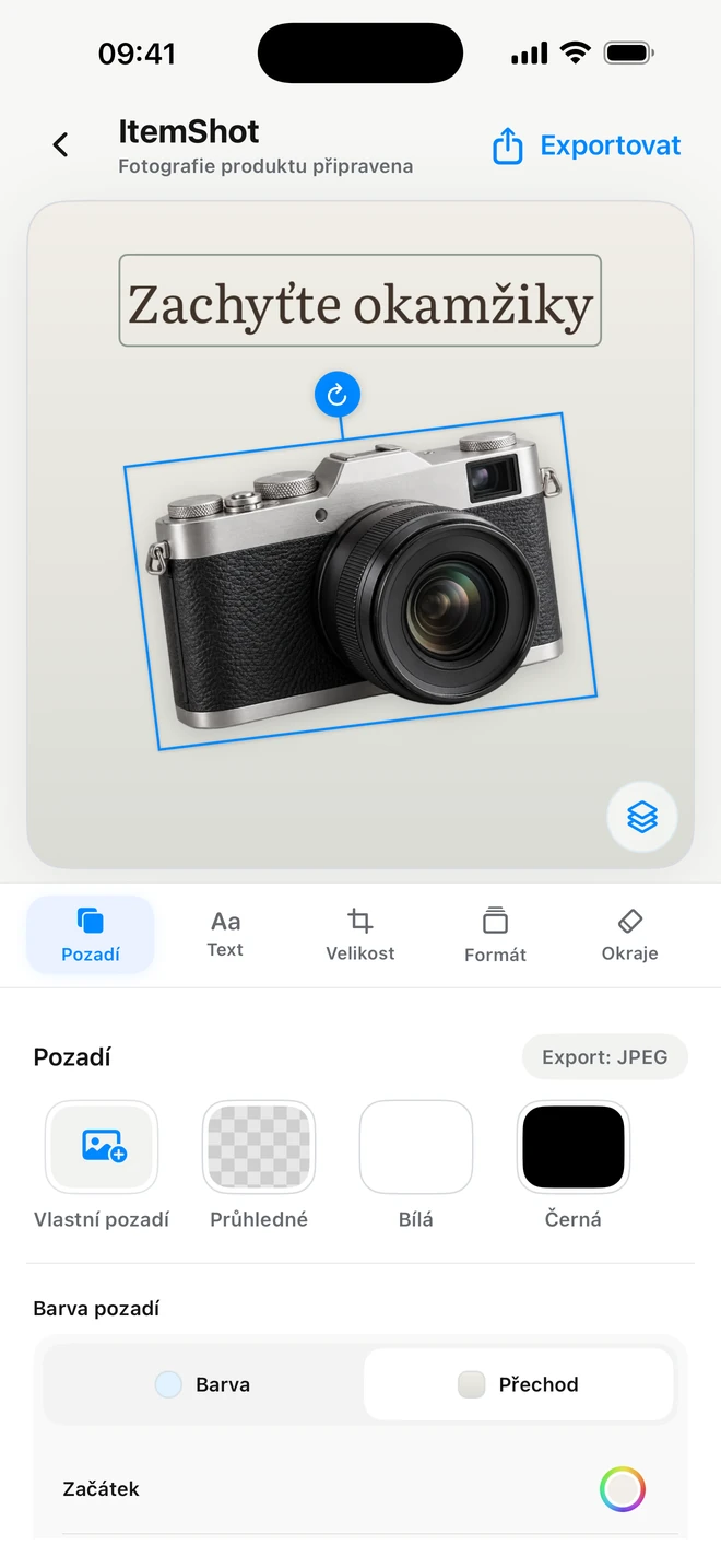 ItemShot na iPhonu — Studio