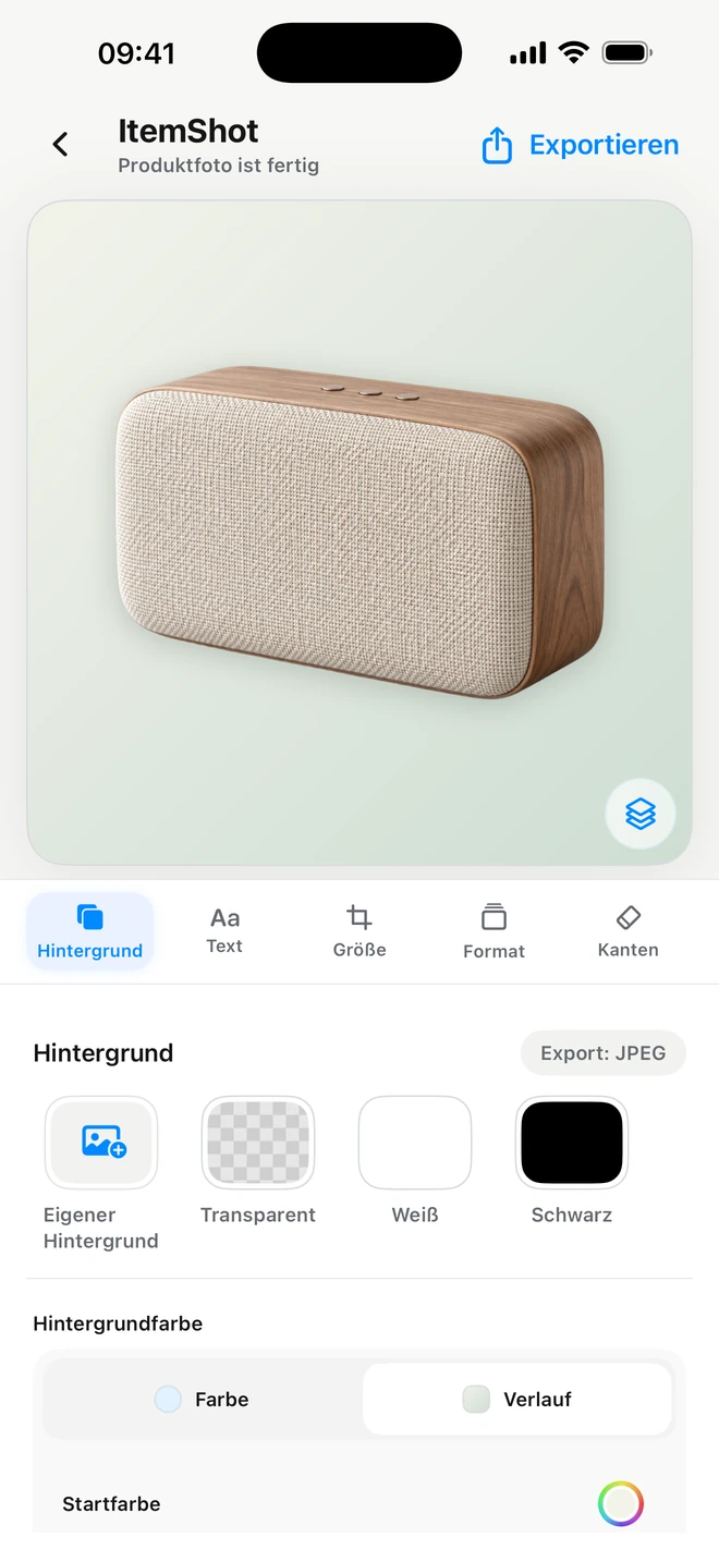 ItemShot auf dem iPhone — Studio
