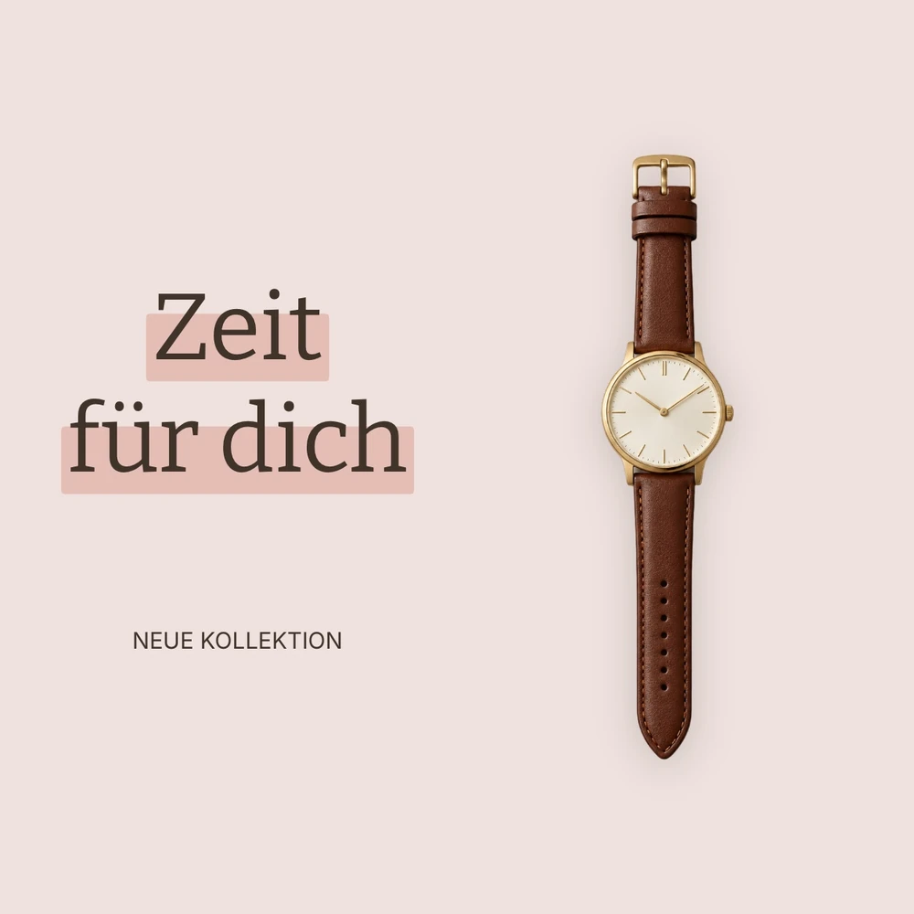Uhrenkomposition mit Typografie und abgestimmtem Hintergrund