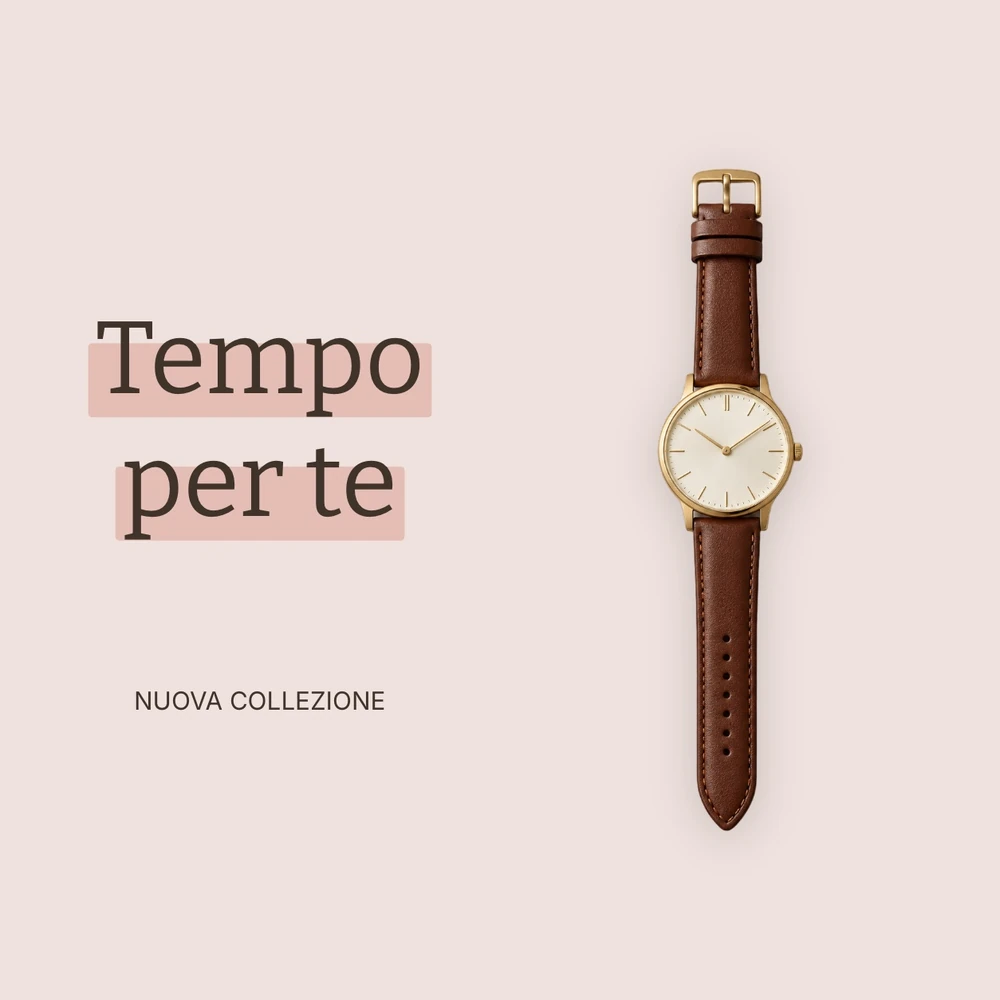Composizione di un orologio con tipografia e fondo coordinato