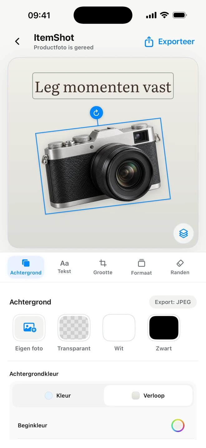 ItemShot op iPhone — Studio