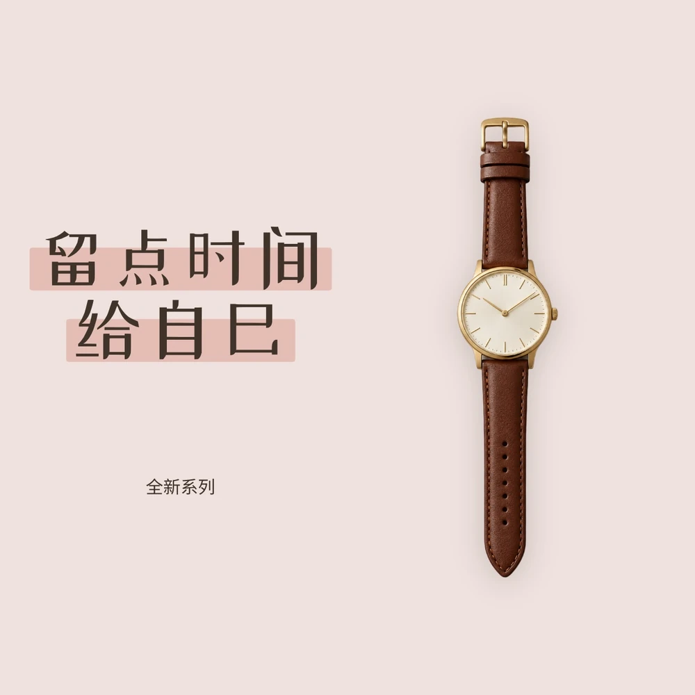 带文字排版和协调背景的手表构图